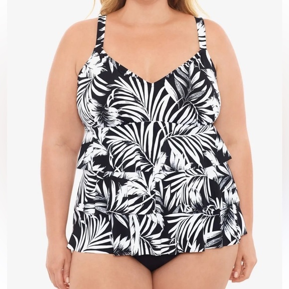 NWT Swim Solutions Triple Tier Fauxkini One Piece - Picture 1 of 12